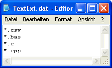 Configdatei fr Textdatei-Endungen