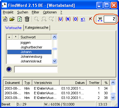 Wortabstand 1